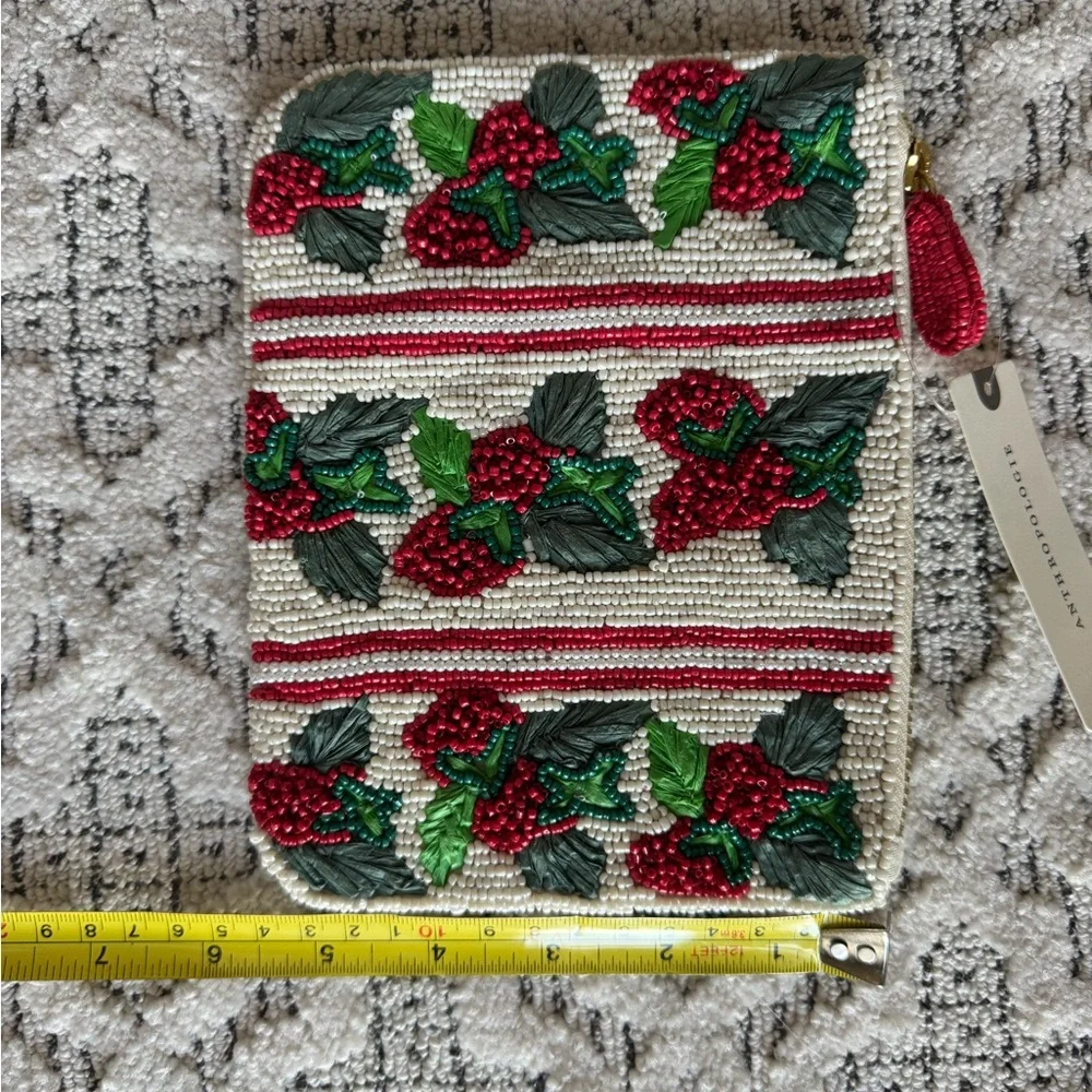Anthropologie Beaded Pouch with Strawberries.  NWT - Picture 5 of 7